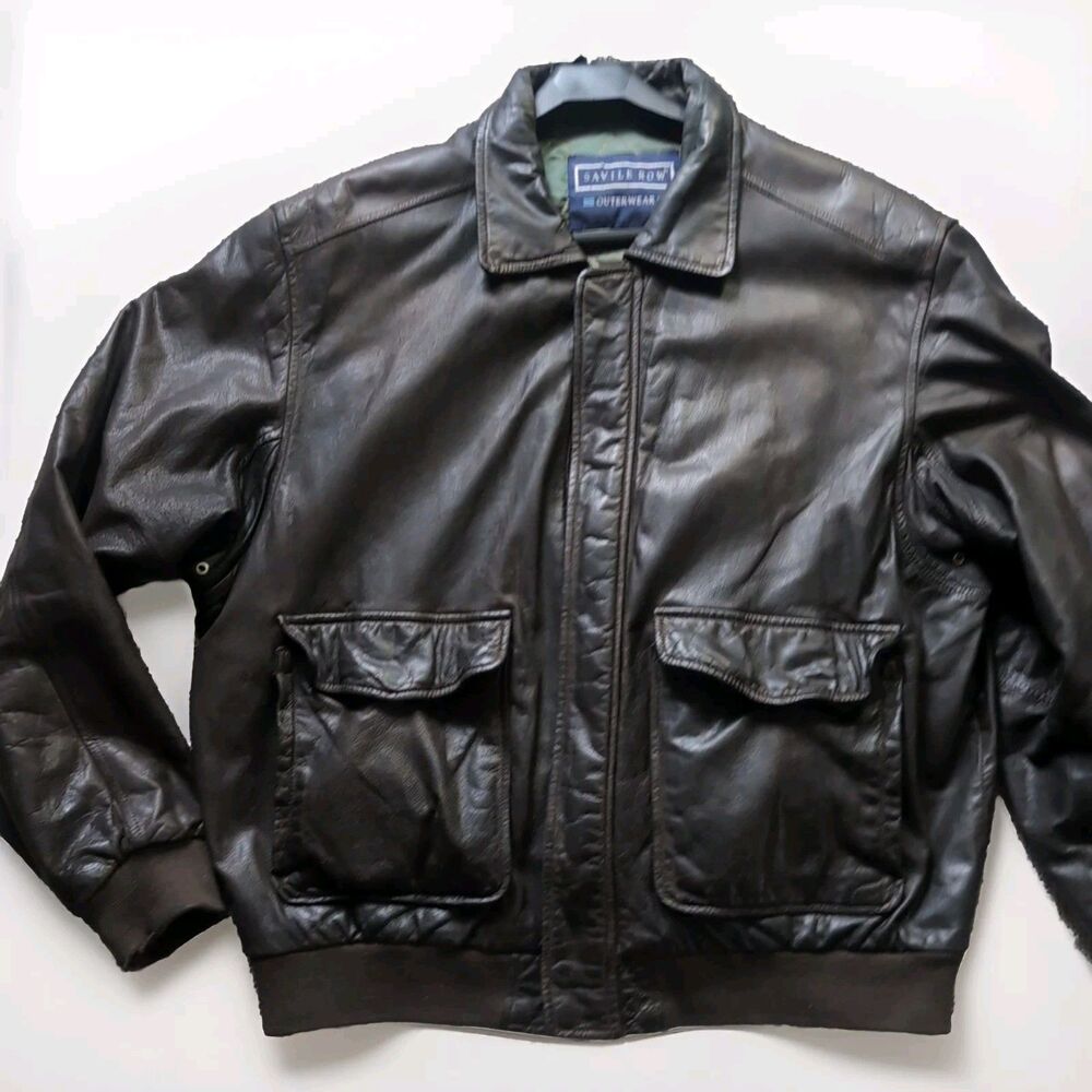 VTG.Savile Row Outerwear Bomber Flight Full Zip Style Jacket XL 1990s Brown